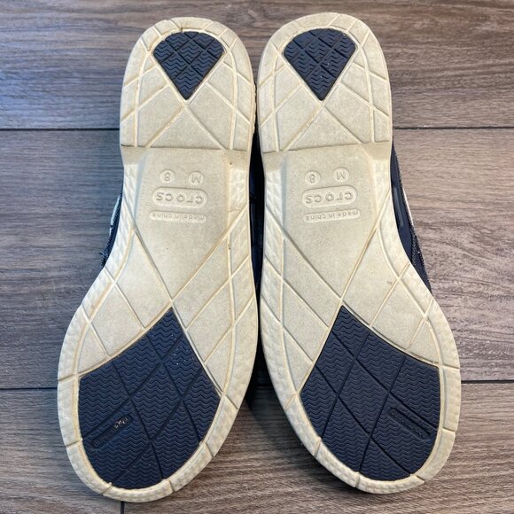 CROCS Beach Line Canvas Boat Shoes Men's Size 8 Navy Stucco Color 202774 Slip On - Picture 5 of 9